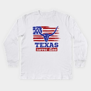 Texas never dies - (Trump). Kids Long Sleeve T-Shirt